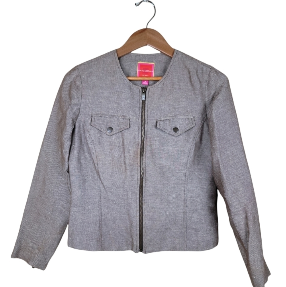 ISAAC MIZRAHI flat collar zip Up Women's‎ Short Jacket